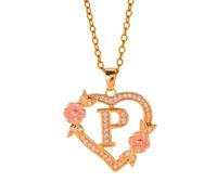 FUUGlan Hollow Out Heart Flower Letter Necklace Customizable Brass Jewelry Elegant Lightweight Design For Women Lightweight Elegant Chain For Women