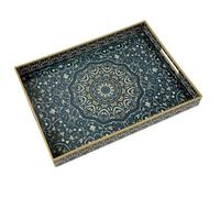 Fuukou Bandeja de plástico con asas, cajón de mesa de centro otomano, gran bandeja decorativa de 40,6 cm x 30,5 cm