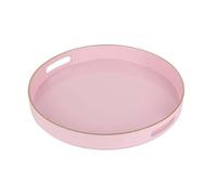Fuukou Bandeja decorativa rosa, elegante bandeja redonda de plástico con asas, bandeja otomana redonda para mesa de café para sala de estar, decoración del hogar, 13 pulgadas