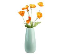 Fuukou Jarrón verde, pequeño jarrón de cerámica verde, jarrón verde salvia simple, jarrones de flores verde menta para decoración del hogar, perfecto para estantes, mesas, estanterías, repisas y