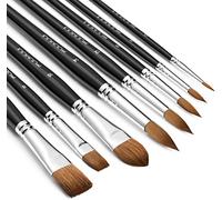 Fuumuui Juego de 8 pinceles - Diferentes formas con lengua plana, redonda, sacapuntas, lavado ovalado, perfecto para pintar con tintas acrílicas de acuarela