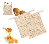 Fuutilake 2 bolsas de pan reutilizables de cera de abejas, 43 cm x 33 cm, de algodón, con paño de cera de abejas, forro interior para guardar pan, baguette, frutas y verduras con cierre de hebilla
