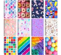 Fuutreo 12 cuadernos en espiral para el trabajo, tamaño A5, 8.3 x 5.7 pulgadas, cuaderno con rayas en espiral, tapa de papel kraft, 12 colores, 60 hojas, 120 páginas para oficina y escuela (dulce