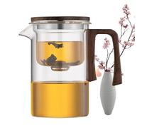 Fuuxtci De Vidrio, Grande Segura | de vidrio con colador,de vidrio con separación de agua con mango de madera para salón de té en el área de trabajo