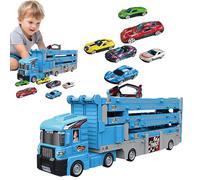 Fuuxtci Juguete de Camión Portacoches | Transportador Plegable para Niños - Pista De Lanzamiento De Coches Y Remolque Desplegable - para Juego En Casa Guardería Preescolar Colegio Interior Viaje