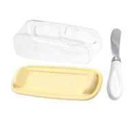 Fuuxtci Recipiente para Mantequilla con Tapa para Encimera | Recipiente Refrigerador Para Mantequilla,Con Portacuchillos y Conservador de Queso Transparente para Conservación en Cocina Hogar y