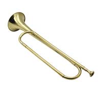 Fuuxtci Trompeta de caballería, Trompeta de bolsillo - Trompeta de caballería de latón bañada en oro,Cuerno de corneta estándar retro portátil, instrumento musical estándar retro de latón plano B para