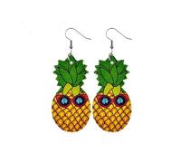 Fuvirou Bonitos aretes de frutas para mujer, divertidos aretes de piel sintética de frutas, Kawaii, limón, kiwi, sandía, aretes colgantes hawaianos, playa, vacaciones, fruta, regalos de joyería, Cuero