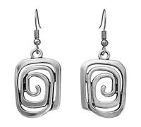 Fuvirou Pendientes bohemios geométricos punk para mujer, hechos a mano, vintage, cuadrados, espirales, colgantes, regalos de joyería, Pequeño, Metal, Sin piedra preciosa