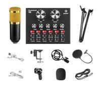 FUWIND BM-800+ Kit de Tarjeta de Sonido Paquete de Equipo de Podcast Red de Voz Karaoke MicróFono de Condensador de Diafragma Kit de Karaoke