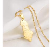 FUWIND Collar Colgante Joyas Albania Mapa con Ciudades Colgante Collares joyería albanesa Navidad Cumpleaños Regalo