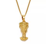 FUWIND Collar Colgante Joyas Antigua Reina egipcia Colgante Collares Oro Color Egipto Nefertiti Cabeza Retrato joyería Africana Navidad Cumpleaños Regalo
