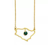FUWIND Collar Colgante Joyas Collar con Colgante de Mapa de Arabia Saudita con Piedra Verde, Color Dorado, Reino de Arabia Saudita, joyería para Mujeres y niñas Navidad Cumpleaños Regalo