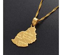 FUWIND Collar Colgante Joyas Collar con Colgante de Mapa de ILE Maurice, joyería de Color Dorado para Hombres y Mujeres, Collares de mapas de la República de Mauricio Navidad Cumpleaños Regalo