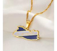 FUWIND Collar Colgante Joyas Collar con Colgante de Mapa y Bandera de El Salvador para Mujeres y niñas, joyería con Mapa de El Salvador Navidad Cumpleaños Regalo