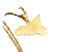 FUWIND Collar Colgante Joyas Collares con Colgante de Mapa de Italia, Sicilia, joyería Italiana de Sicilia Navidad Cumpleaños Regalo