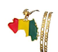 FUWIND Collar Colgante Joyas Collares con Colgante de Mapa y Bandera de Guinea para Mujeres/Hombres, joyería de Color Dorado, Collares con Mapa de Guinea, Guinea Navidad Cumpleaños Regalo