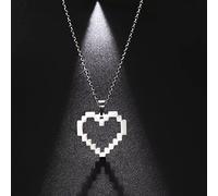 FUWIND Collar Colgante Joyas Collares de corazón de píxel Punk para Hombres y Mujeres, Collar con Colgante geométrico, Caja de Cadena, joyería de Moda Cumpleaños La Fiesta Regalo