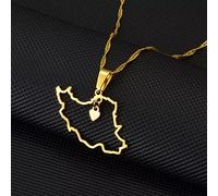 FUWIND Collar Colgante Joyas Corazón Irán Mapa Colgante Collar Mujeres niñas joyería, Collares iraníes Navidad Cumpleaños Regalo