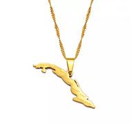 FUWIND Collar Colgante Joyas Mapa de Cuba con Ciudades Collares Mujeres, Mapa de Cuba Colgante joyería Cubana Navidad Cumpleaños Regalo