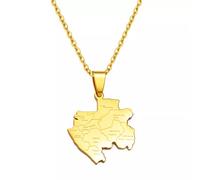 FUWIND Collar Colgante Joyas Mapa de Gabón con Nombre de Ciudades, Collares con Colgante, mapas de Gabonaise, Material de joyería de Gabón Navidad Cumpleaños Regalo