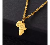 FUWIND Collar Colgante Joyas Mini Colgante y Collar de Mapa de África para Mujeres, niñas, niños, joyería de Color Dorado, Mapa pequeño Africano Navidad Cumpleaños Regalo