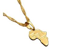 FUWIND Collar Colgante Joyas Mini Colgante y Collar de Mapa de África para Mujeres y niñas, joyería de Color Dorado, Mapa pequeño Africano Navidad Cumpleaños Regalo