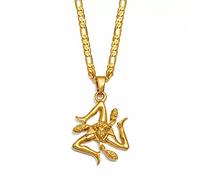 FUWIND Collar Colgante Joyas Sicilia Italia Ciudades Bandera Colgante Collares Hombres Mujeres, Color Dorado Italiano Sicilia joyería Navidad Cumpleaños Regalo