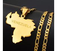 FUWIND Collar Colgante Joyas Venezuela Mapa Dije y Collares Mujer/Hombre Color Oro y Joyas Venezolanas Navidad Cumpleaños Regalo