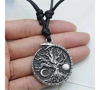 FUWIND Collar Colgante joyería Mitología nórdica Árbol de la Vida Sol Luna Colgante Collar Joyería Navidad cumpleaños Partido Regalo