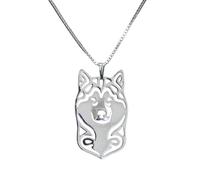 FUWIND Collar Colgante joyería Par Modelo Caja Cadena Mascota Collar Colgante Femenino Alaskan Malamute Dog Collar Navidad cumpleaños Partido Regalo