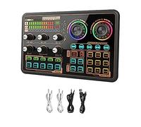 FUWIND Placa de Efectos de Sonido, Interfaz de Audio, Placa de Sonido en para MicróFono de PC, Mezclador de Audio para Karaoke, Juegos