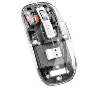 FUWIND Transparente Magnético Triple Modo Bluetooth Compatible 2.4G Ratón Inalámbrico de Escritorio con un Tipo-C Recargable (Gris) Duradero Fácil de Instalar