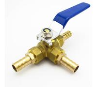 FUWQEPA 1 Uds. Conector Válvula Bola Latón Tres Vías Puerto Completo Espiga Manguera Agua, Aceite, Aire Y Gas(T Port,19mm OD)