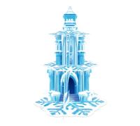 Fuwraixis Base para tarta Frozen de 3 pisos, Soporte para Tarta de Cartón Copo de Nieve, Castillo de Hielo Decoración de fiestas, Decoración de cumpleaños infantil