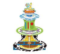 Fuwraixis Decoración de la tarta Cartoon Story, Soporte para cupcakes de Temas de películas de animación, Torre de postres de 3 pisos, para decorativo de fiestas de cumpleaños para niños y adultos