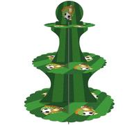 Fuwraixis Soporte para Cupcakes de Fútbol, Torre de postres de 3 Pisos de Copa del Mundo, Decoración de la Tarta Tema deportivo, para Decorativo de Fiestas de cumpleaños para niños y Adultos