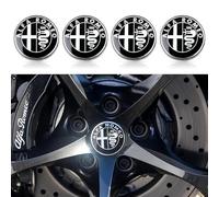 FUWUDI 4 Piezas Pegatina para Tapa de Rueda para Alfa Romeo Giulia Stelvio Giulietta 2017-2020 56mm, Adhesivo para Tapacubos Pegatinas, Logotipo de La Cubierta Central del Cubo de La Rueda,A