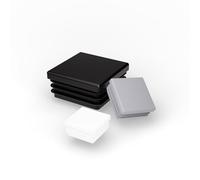 FUX 10 Piezas de Tapas de plastico cuadradas para Tubos, 12x12mm a 120x120mm, Negro, Protector Patas sillas, Tacos, conteras, topes (15x15mm, Negro)
