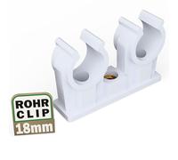 FUX 20 clips de tubo de 16-18 mm, abrazaderas para tubos con rosca de metal M6, soporte para tubos, abrazadera doble para fontanería y calefacción