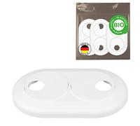 FUX 3 Piezas, 16mm - 22mm, bío rosetas dobles para tuberias de calefaccion, embellecedor, cubre tubos radiador, tapa, cubre radiador, polietileno biológico blanco (22mm)