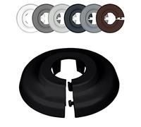 FUX 6 Rosetas para tuberias de calefaccion radiator, 12mm-35mm, Blanco Gris Marron Negro, embellecedor, rosetones para tubos, cubre tubos radiador (22mm, Negro Intenso 9005)