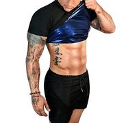 FUXERT Camisa de sauna para hombre, traje de sauna para gimnasio, ejercicio, camisa de compresión, ropa moldeadora, Negro sólido, Medium