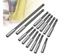 FuxFuis 13 PCS Portapuntas Magnético 5/6/10/15cm Juego de Brocas Magnéticas para Destornillador de Acero al Carbono Extensión Magnética para Destornillador de 1/4" para Taladro Eléctrico