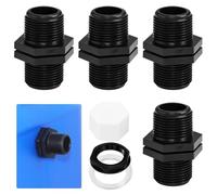 FuxFuis 4 PCS Conector de Barril de 3/4 Pulgadas Macho a Macho Paso para Depósito de Agua para Barril de Lluvia Racor Roscado de Doble Rosca de Plástico Racores Conectores de Tanque de Agua IBC