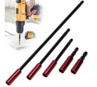 FuxFuis 5 PCS Portapuntas Magnéticos Alargador para Portapuntas 50/60/100/150/300mm Portapuntas Magnético Largo 1/4'' Portapuntas para Atornillador para Construcción Estructura de Madera