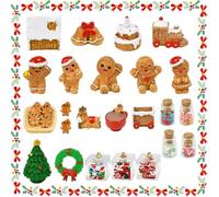 FuxFuis Juego de 28 piezas en miniatura para casa de muñecas, accesorios para casa de muñecas, mini casa de jengibre, duende de Navidad, accesorio para escena en miniatura, modelo DIY fiesta