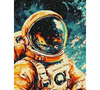 fuxiruiI Kit de punto de cruz para principiantes, manualidades para adultos para aliviar el estrés, kit de inicio completo de 11CT, patrón de astronauta fácil para bordar y coser.