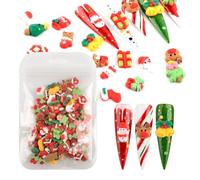 FUXIU 1 bolsa de adornos de Navidad de resina con parte trasera plana, adornos para decoración de uñas, manualidades, manualidades