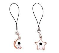 FUXIU 2 llaveros de astronauta de luna/estrella, con temática espacial, para parejas y mejores amigos, accesorios para teléfono móvil, Como descripción detallada, As detailed discription